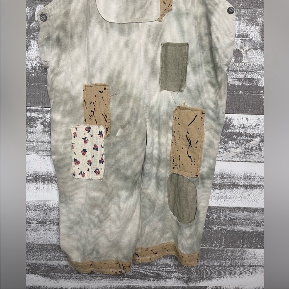 POL Cream Patchwork Cropped Overalls with Floral … - image 6